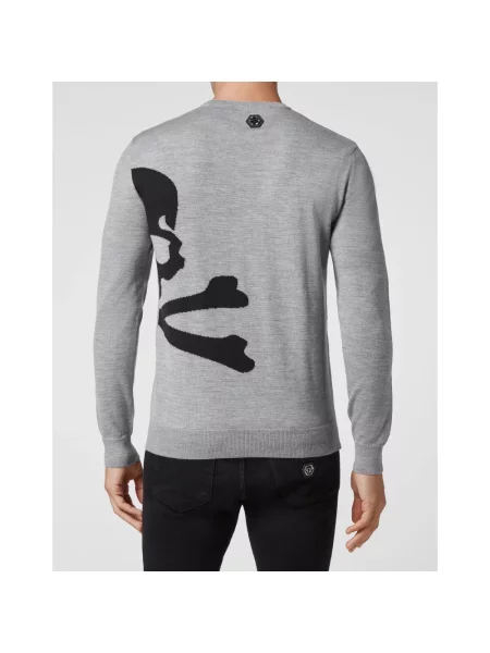 Sweter Philipp Plein wełniany szary