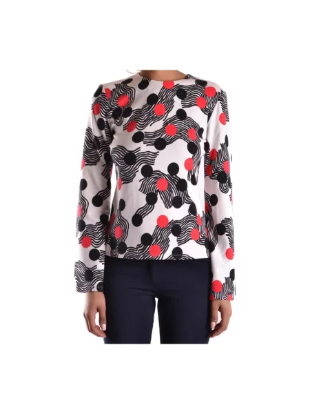 Top Msgm w geometryczne wzory biały