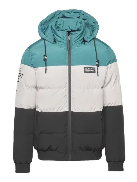 KOROSHI Geacă de iarnă gri deschis / verde petrol negru