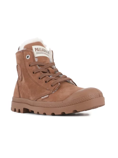 Palladium Ghete cu șireturi Pampa caramel maro