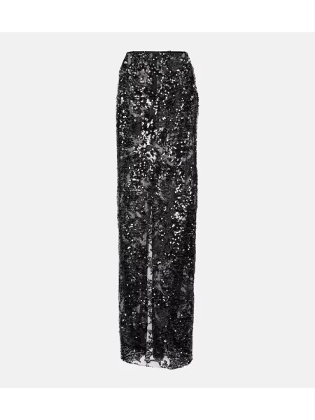 Maksi spódnica maxi Victoria Beckham z wysoką talią tiulowa czarna