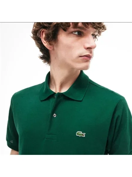 Lniana koszulka polo Lacoste z logo w miejskim stylu zielona