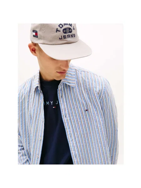 Tommy Jeans Košeľa svetlomodrá / hnedá / biela modrá
