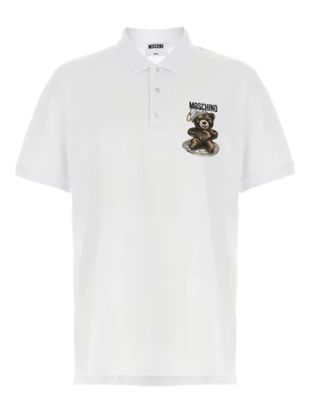Polo Moschino cu imagine teddy alb