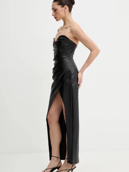 Bardot sukienka maxi dopasowana czarny