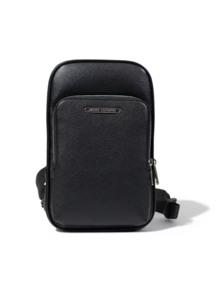 Armani Exchange geantă mică pentru bărbați cu imitație de piele negru