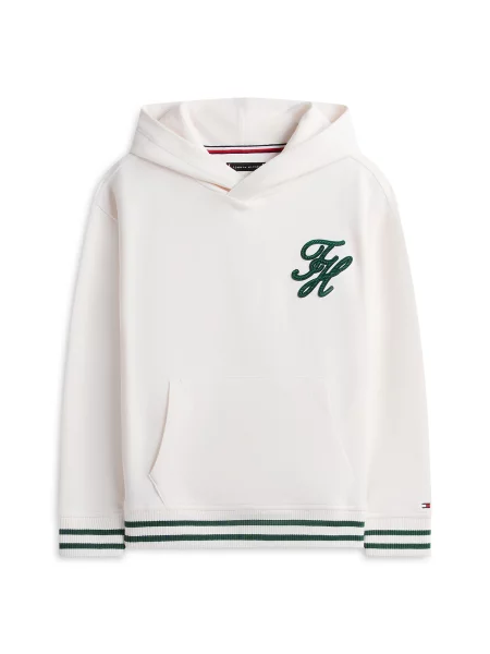 TOMMY HILFIGER Mikina tmavě zelená bílá