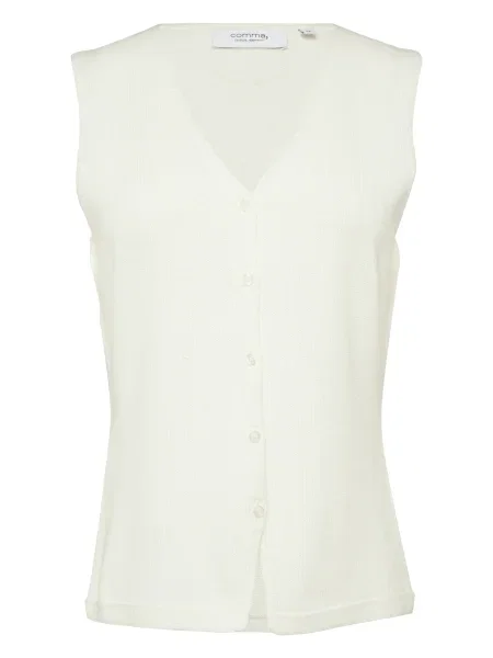 Comma casual identity Pleten brezrokavnik bela