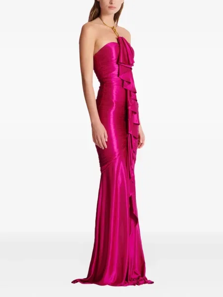 Rochie Balmain drapată de costum roz