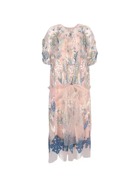 Rochie Biyan cu broderie din tul roz