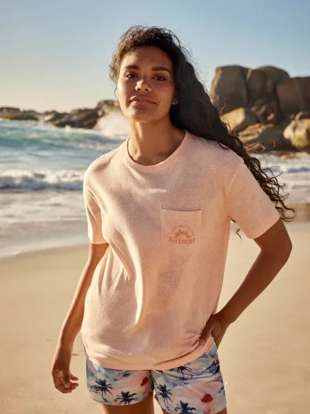 Elena koszulka z bawełny organicznej z kieszonką Pink