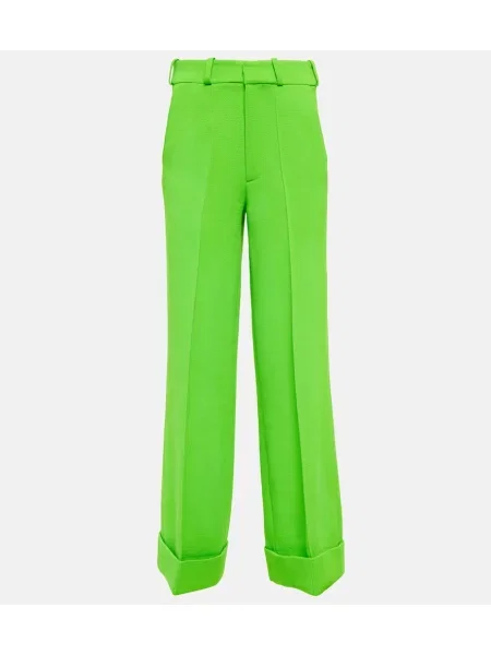 Szerokie spodnie Christopher Kane wełniane zielone