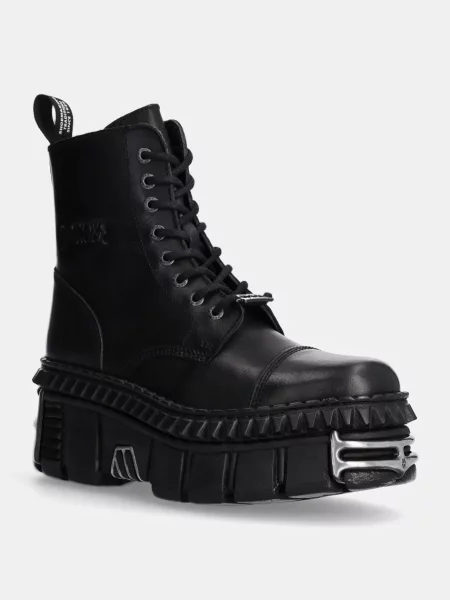 New Rock bocanci de piele femei cu platforma negru