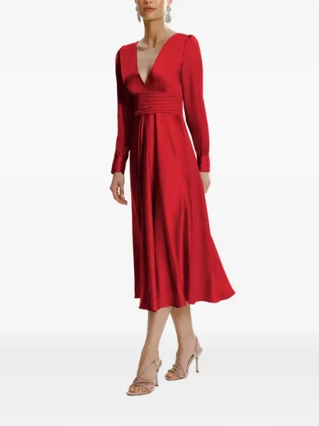 Rochie midi Framboise din satin roșu