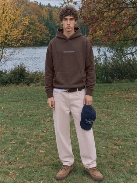 Bluza z kapturem i nadrukiem Teen L MANGO TEEN brązowy