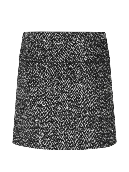 Fusta mini Ermanno Firenze cu paiete cu model herringbone negru
