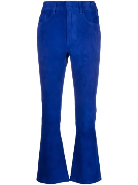 Pantaloni Paula din piele de căprioară albastru