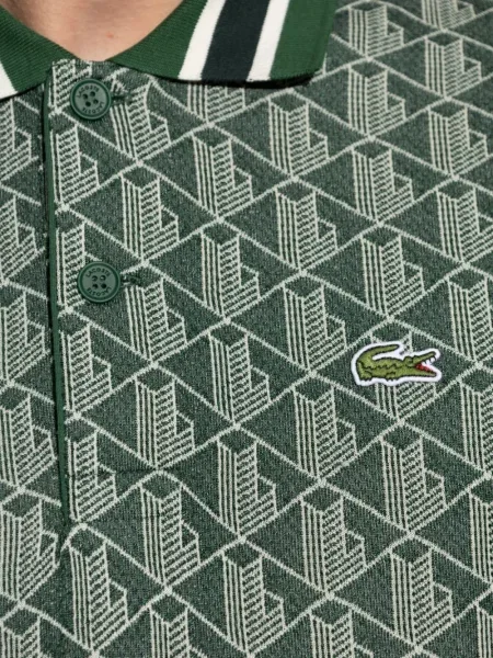 Polo Lacoste cu imprimeu geometric verde