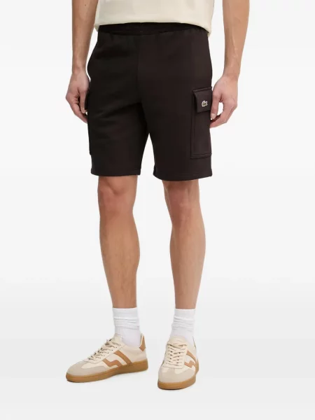 Pantaloni scurți cargo Lacoste cu autograf maro