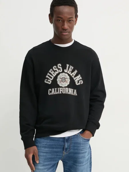 Bombažen pulover Guess Jeans črna