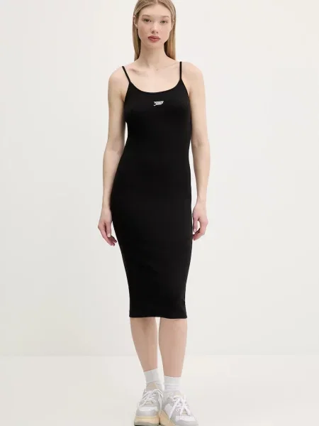 Tommy Jeans rochie midi mulata negru