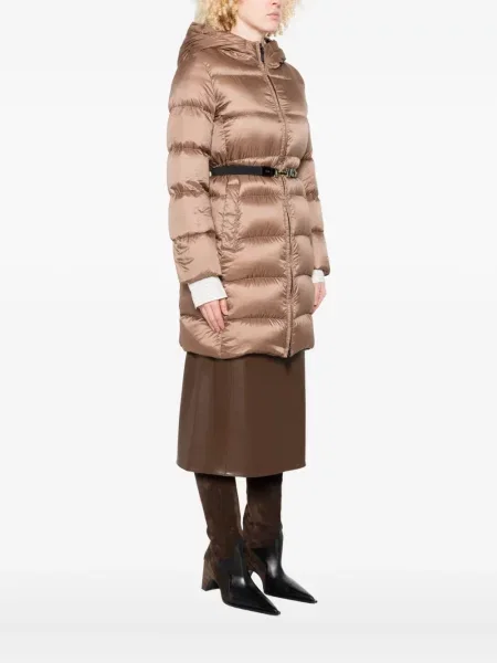 Geacă cu puf Max Mara cu glugă maro