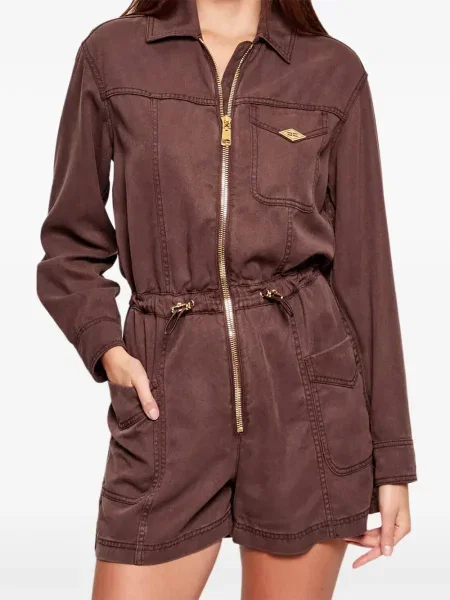 Dżinsowy kombinezon Elisabetta Franchi brązowy