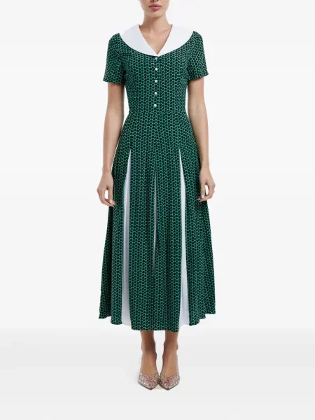Rochie midi Post Meridiem până la genunchi de costum verde