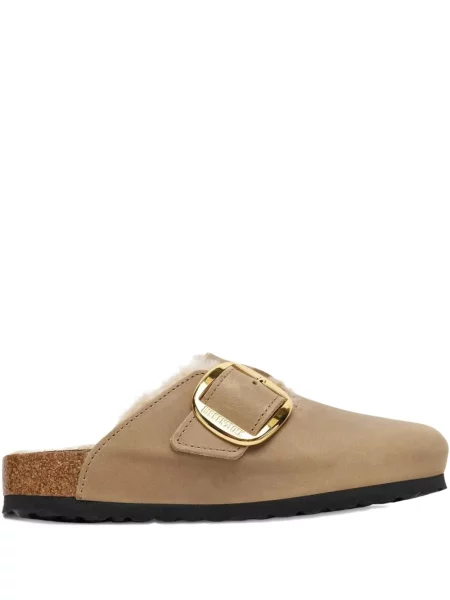 Papuci tip mules Birkenstock din piele de căprioară maro