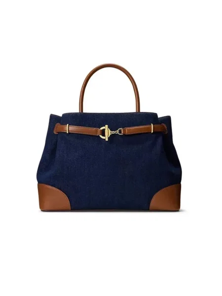 Torba typu kuferek z uchwytem Lauren Ralph Lauren niebieska
