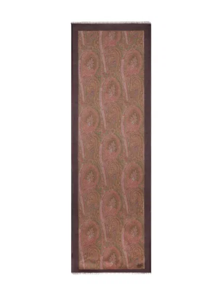 Fular Etro cu model floral maro