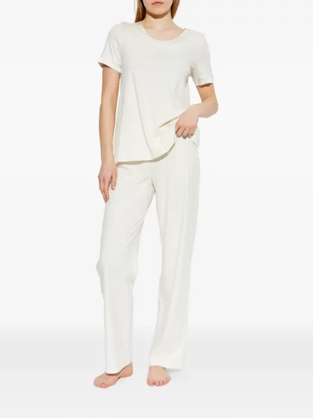 Piżama Hanro z okrągłym dekoltem biała