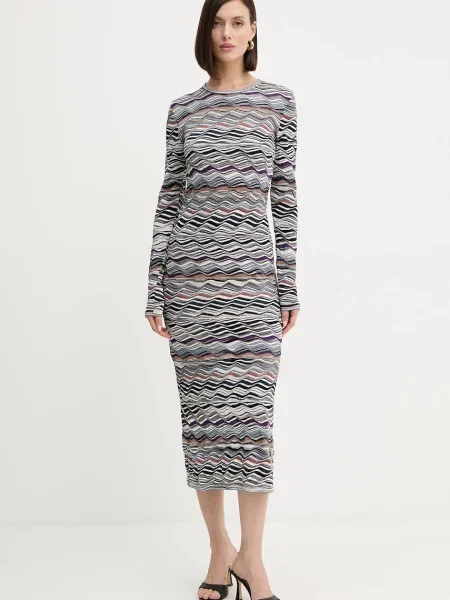 Obleka z volno Missoni bela