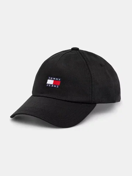 Шапка с козирка Tommy Jeans бежово с апликация черно