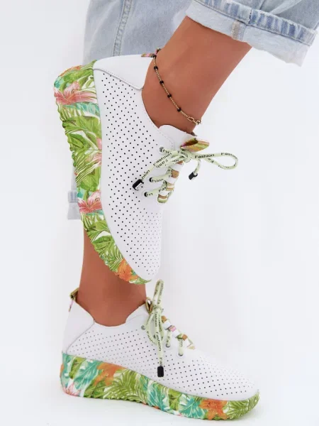 Pantofi Artiker din piele cu platformă alb