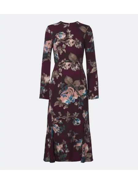 Rochie midi Erdem cu model floral violet