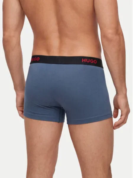 HUGO boxerky pánske s elastanom TRIPLET DESIGN modrá