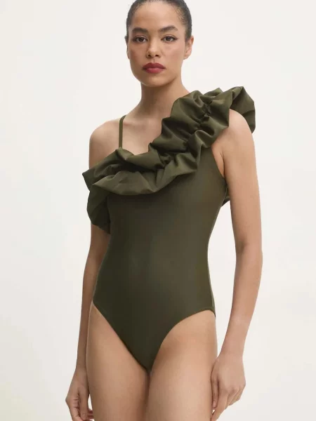 Jednodílné plavky Answear Lab měkký košík zelená