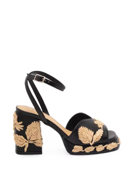 Sandale Castaner cu broderie cu platformă negru