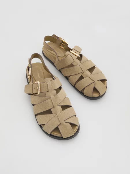 Кожаные босоножки Reserved коричневые