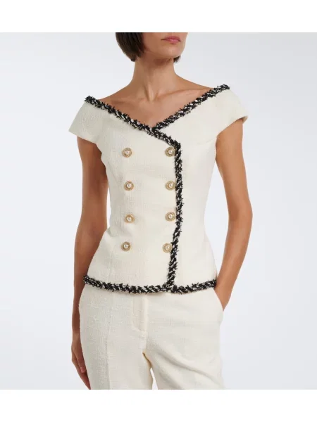 Top Rebecca Vallance din tweed alb