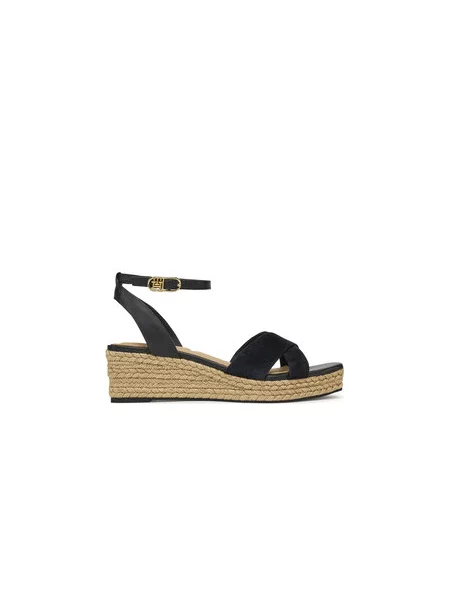 Tommy Hilfiger Espadrilky Leather & Suede Mid Wedge Espad černá