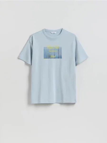 Reserved Tricou comfort fit cu imprimeu albastru-pal albastru