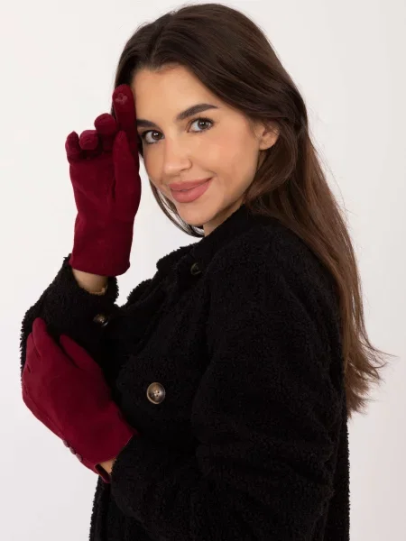 Rękawiczki Wool Fashion Italia bordowe