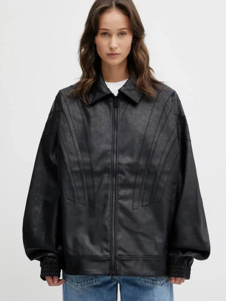 Μπουφάν adidas Originals Pleather Jacket μαύρο