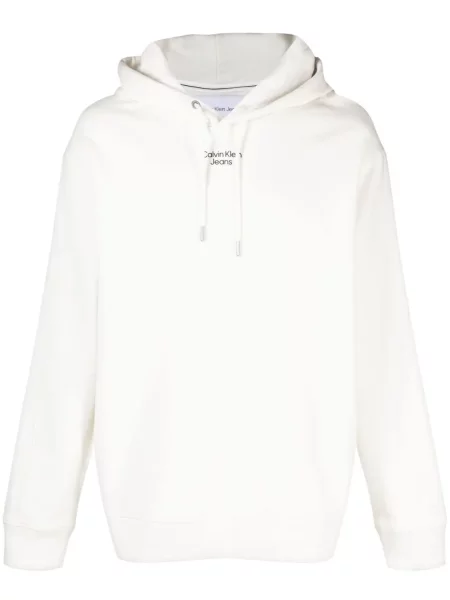 Hanorac cu glugă Calvin Klein Jeans cu autograf alb