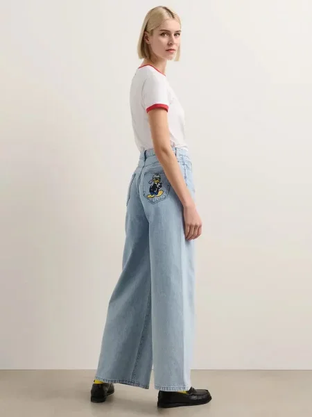 Дънки Karl Lagerfeld KL X DISNEY с висока талия синьо