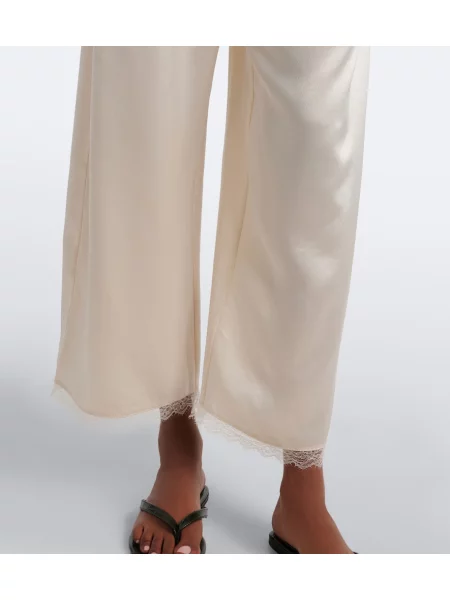 Pantaloni Leset din satin alb