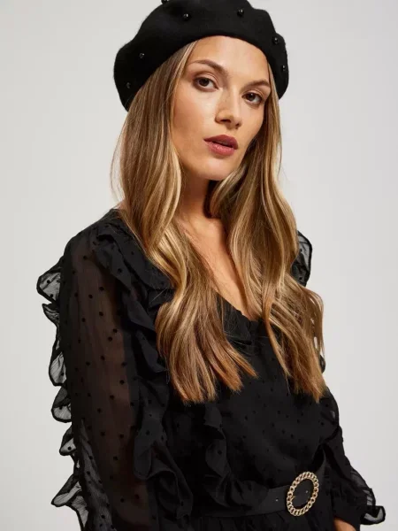 Шапка Marisse мъниста черно