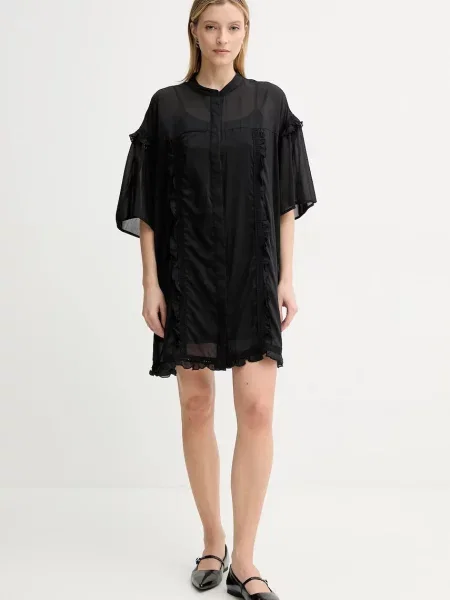 Сукня з домішкою шовку ISABELLE BLANCHE mini oversize чорний